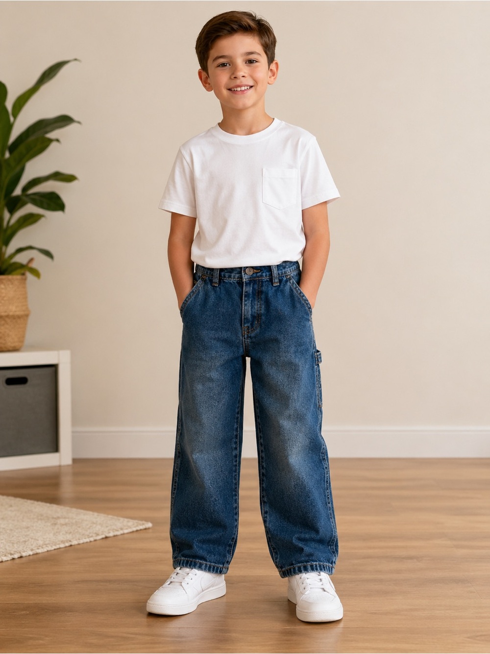 Gymboree Boys Size 5 Carpenter Jeans Loose Fit Blue Denim